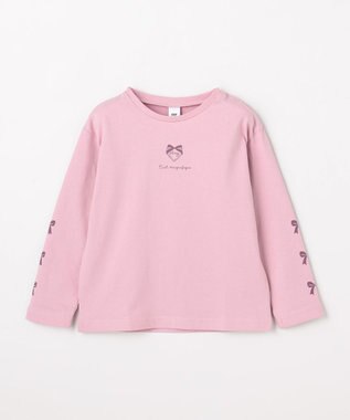 ANY KIDS 【一部店舗/WEB限定】【綿100%】プリント 長袖Tシャツ ピンク×リボン