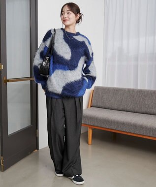 WEGO 【ユニセックス着用ITEM】マーブルシャギーニットプルオーバー ブルーその他