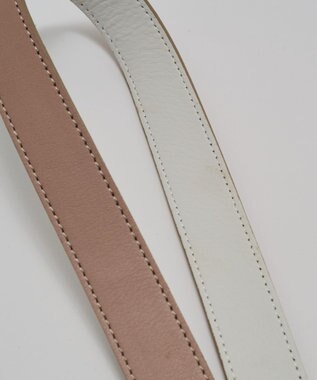 russet バイカラーレザーベルトフラットショルダーバッグ(SF-278) PinkBeige