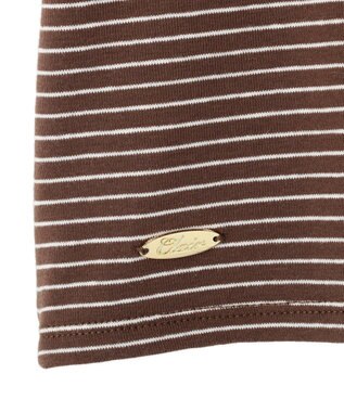 earth music&ecology ゴールドボタンボーダーカーディガン Brown
