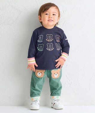 MIKI HOUSE HOT BISCUITS 【80-120cm】パステルビーンズ 長袖Tシャツ 紺