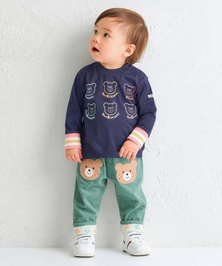 MIKI HOUSE HOT BISCUITS 【80-120cm】パステルビーンズ 長袖Tシャツ 紺