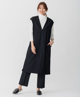 自由区 【セットアップ可】ライトウールトロピカル ストレートパンツ ブラック系