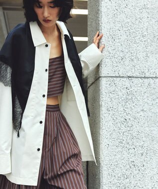 uncrave ブロードクロス ビスチェ ブラウンストライプ