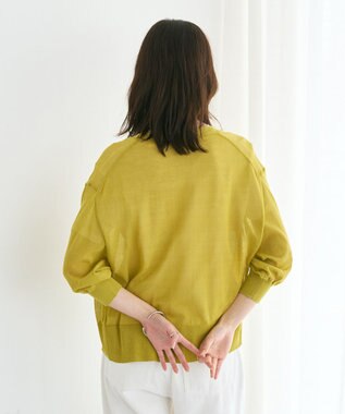 YECCA VECCA シアーニットVネックカーディガン Yellow
