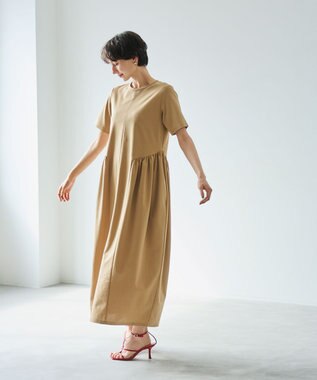 #Newans 【洗える】コクーンシルエットロングワンピース ベージュ