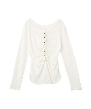 earth music&ecology 【予約】シアーワッフルタックボタントップス オフホワイト