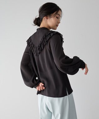 YECCA VECCA ラッフルレースブラウス Black