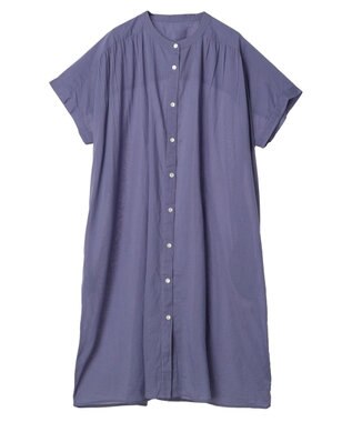 Green Parks インド綿 　ギャザー５分袖チュニック Purple