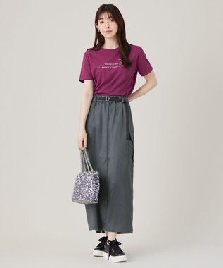 ANY SIS L ロゴ刺繍 Tシャツ ボルドー