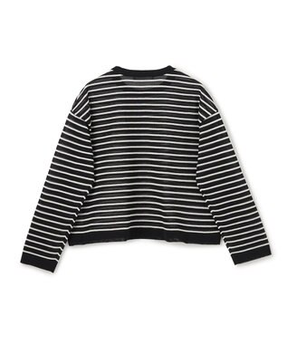 UNFILO シアーフォルムニット ボーダー ブラック×ベージュ