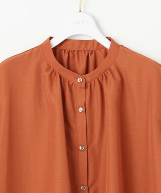 ANY SIS L 【洗える】バンドカラーレイヤード ブラウス テラコッタ