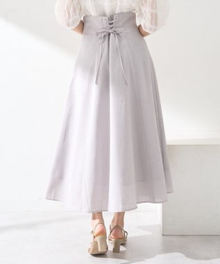 earth music&ecology シアーバックレースアップフレアスカート Light Gray