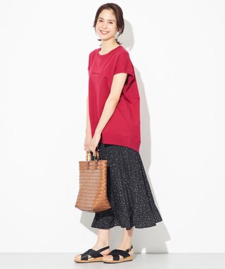 ANY 【2SET】ミニロゴトップス×ドットプリーツスカート セット レッド×ブラック