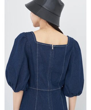 earth music&ecology スクエアネックデニムワンピース Dark Indigo