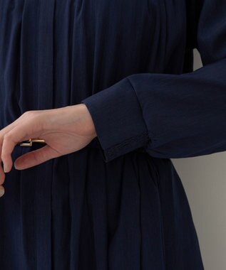 YECCA VECCA ベルト付きギャザーワンピース Navy