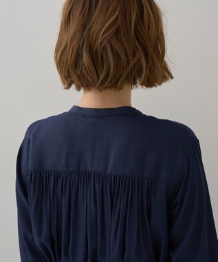 YECCA VECCA ベルト付きギャザーワンピース Navy