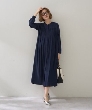 YECCA VECCA ベルト付きギャザーワンピース Navy