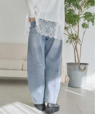WEGO 【ANGIE VINTAGE】バレルレッグデニムパンツ ブルー