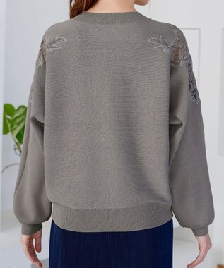 Tiaclasse 肩レースドルマンニットトップス グレー