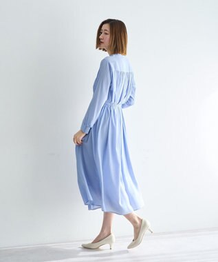 YECCA VECCA ベルト付きギャザーワンピース Blue
