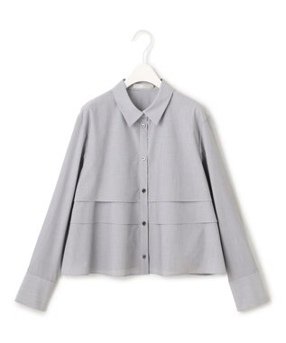 ICB 【洗える】 クリーンブロード クロップドブラウス ブラックストライプ系