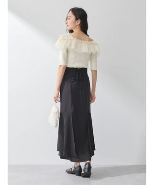 earth music&ecology サイドリブ切替バックレースアップスカート Black