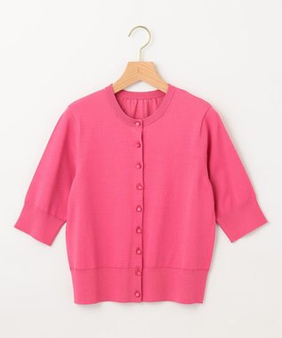 組曲 【5色展開・洗える】MINA半袖 カラーカーディガン オールドローズ系