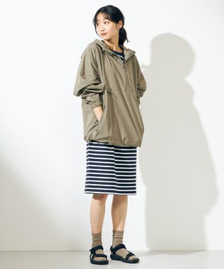 SHARE PARK LADIES 【UVカット】ボーダーロゴ半袖カットワンピース ホワイト系1