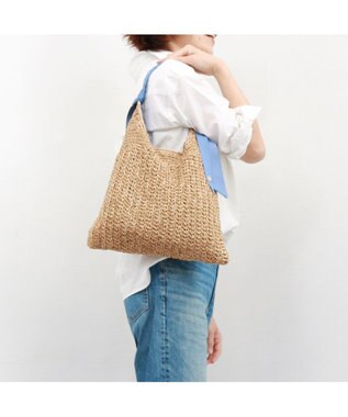 UNBILLION カシュカシュ cachecache / 下がりグログラン柄編みトートバッグ ブルー