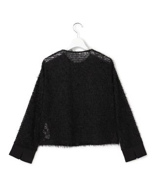 ICB L 【洗える】 フェザーチュール ブラウス ブラック系