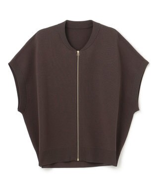 UNFILO L スゴ機能美ニット スリーブレスブルゾン ブラウン
