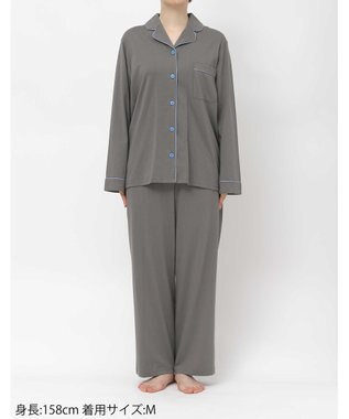une nana cool 【綿100%】なめらかハイゲージ天竺パジャマ MADE WITH LIBERTY FABRIC チャコールグレー