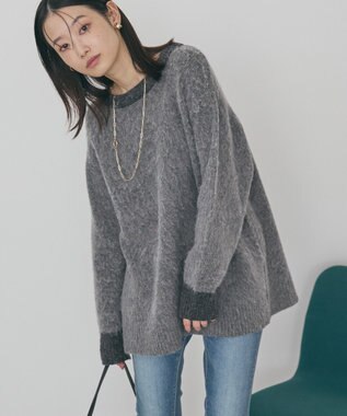 AMERICAN HOLIC 起毛バイカラーニットプルオーバー