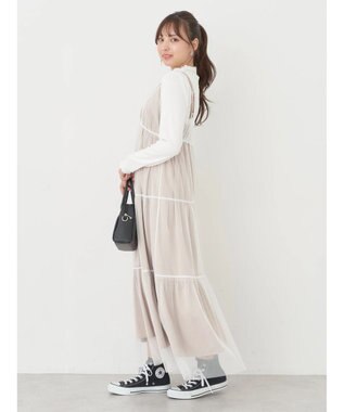 earth music&ecology ＳＥＴ２点ティアードペチドレス＋チュールワンピース White
