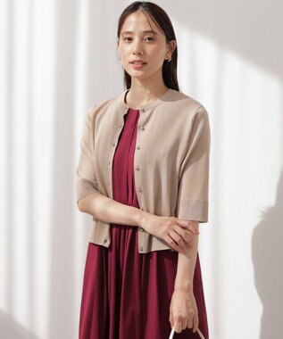 組曲 【先行予約】シアーニット5分袖 カーディガン ベージュ系