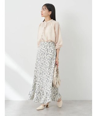 earth music&ecology シアーギャザーネックブラウス Beige