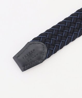 JOSEPH ABBOUD 【キングサイズ・イタリア素材・ストレッチ・日本製】メランジグリッドストレッチ ベルト ダルブルー系