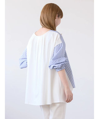 AMERICAN HOLIC 異素材バックタックドッキングプルオーバー Stripe