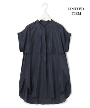 ICB 【洗える】ヌーディスローン  バンドカラーブラウス ネイビー系