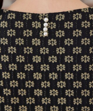 Tiaclasse L 花柄カットレースフレアトップス ブラック×ベージュ