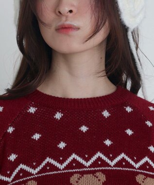 WEGO ノルディックベアニットプルーバー ワイン