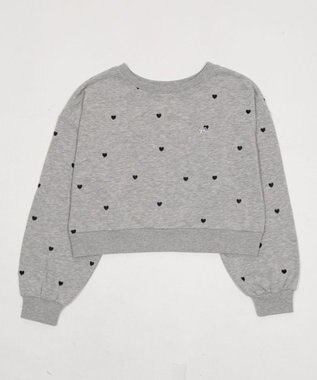 WEGO ハート総柄刺?スウェット 杢グレー