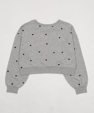 WEGO ハート総柄刺?スウェット 杢グレー