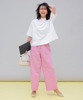 UNFILO 【軽量/UVケア】ライトリネン ワイドパンツ ピンク