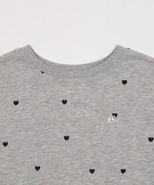 WEGO ハート総柄刺?スウェット 杢グレー