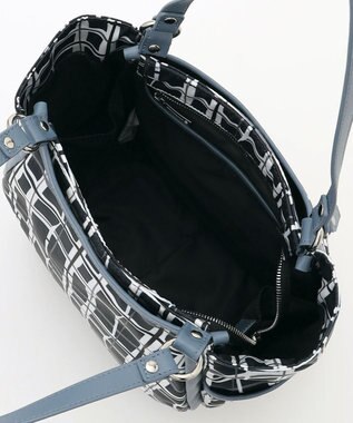 Y'SACCS ドローイングチェックトートバッグ ネイビー