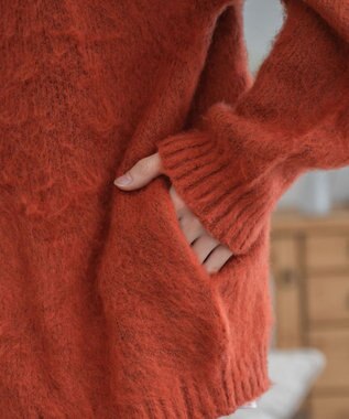 WEGO モヘアライクBIGカーディガン ダークオレンジ
