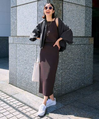 UNFILO スゴ機能美ニット スクエア キャミソール ブラウン