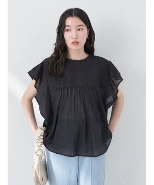 earth music&ecology コットンボイルフリルブラウス Black